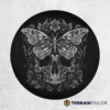 Butterfly Skull Tire Cover – Engraved Floral Line Art