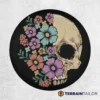 Floral Skull Tire Cover – Vintage Flowers and Skull Illustration