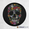 Floral Skull Tire Cover