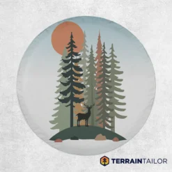 Forest Deer Silhouette Spare Tire Cover