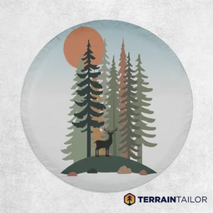 Forest Deer - Green Tones Spare Tire Cover