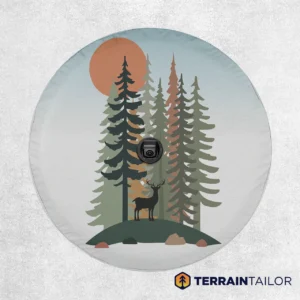 Forest Deer - Green Tones Spare Tire Cover