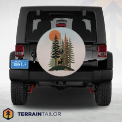 Forest Deer Silhouette Spare Tire Cover