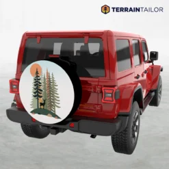 Forest Deer Silhouette Spare Tire Cover