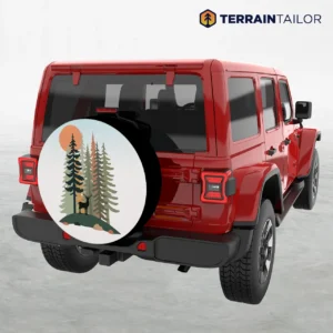 Forest Deer - Green Tones Spare Tire Cover