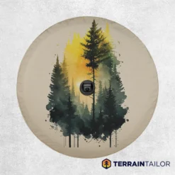 Watercolor Forest Sunrise Spare Tire Cover