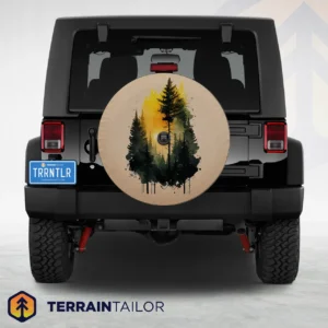 Forest Watercolor - Golden Light Spare Tire Cover