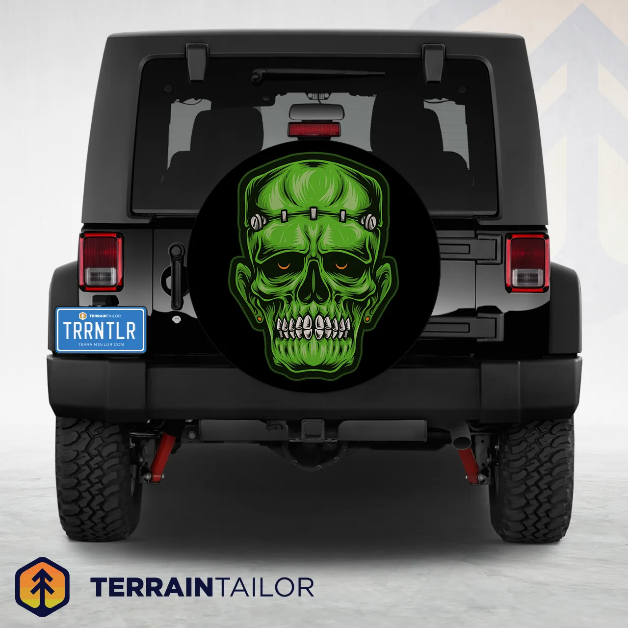 Frankenstein Skull Tire Cover – Classic Monster Design