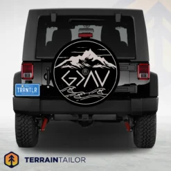 God Is Greater Than the Highs and Lows – Mountain & Waves Spare Tire Cover