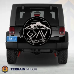 God Is Greater Than the Highs and Lows – Mountain & Waves Spare Tire Cover