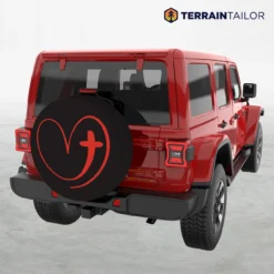 Heart and Cross Spare Tire Cover