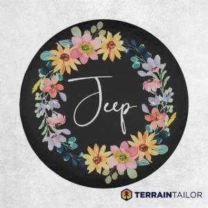 Jeep Floral Wreath - Personalized Spare Tire Cover