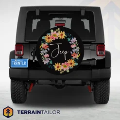 Floral Jeep Wreath Spare Tire Cover