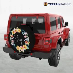 Jeep Floral Wreath - Personalized Spare Tire Cover