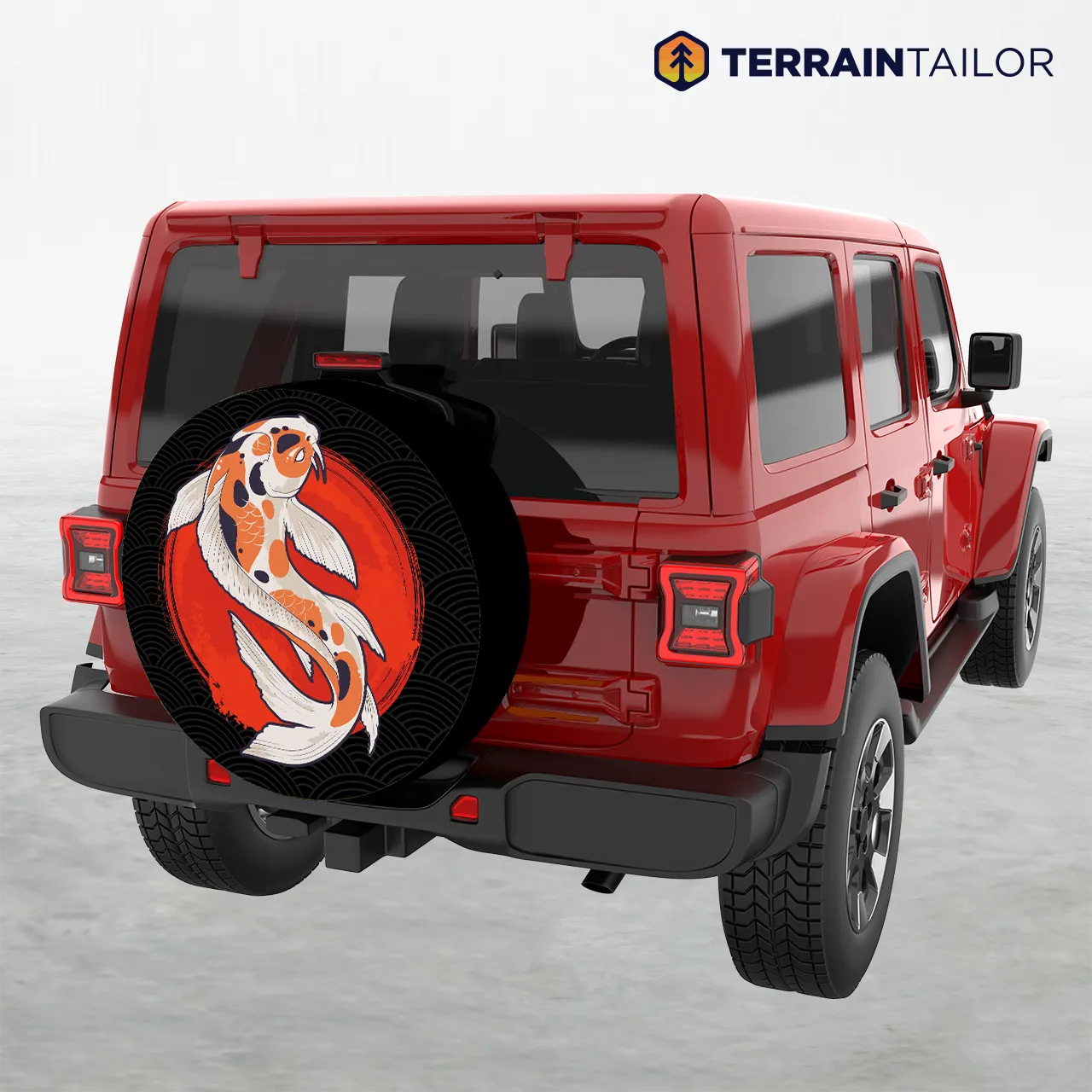 Koi Fish Spare Tire Cover – Red Sun Design