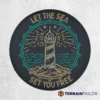 Let the Sea Set You Free Tire Cover – Distressed Lighthouse Design