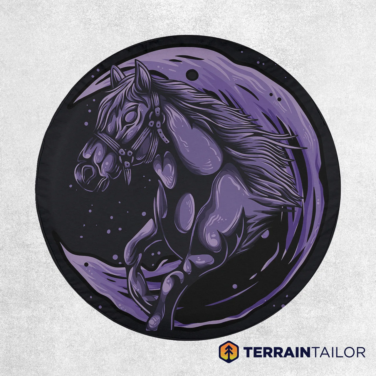 Midnight Horse Tire Cover – Purple Running Horse Art