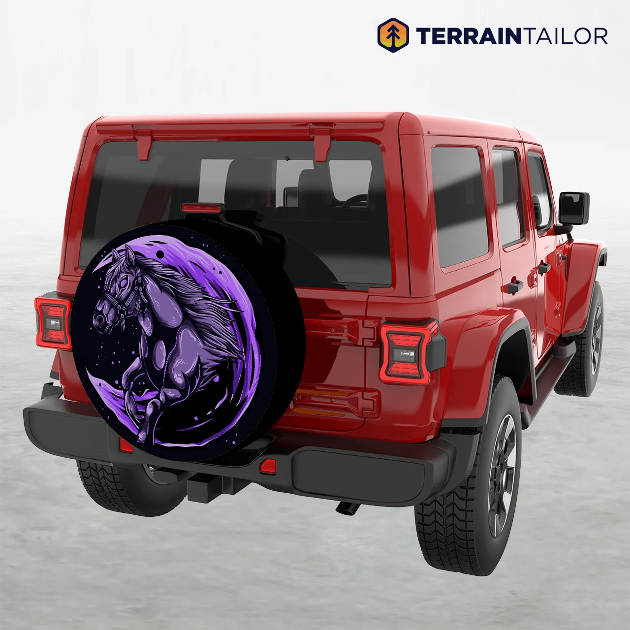 Midnight Horse Tire Cover – Purple Running Horse Art