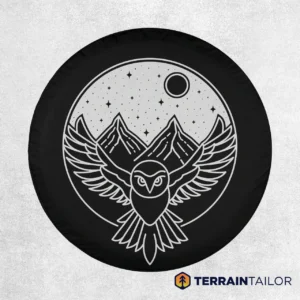 Minimal Owl Mountain Nightscape - Spare Tire Cover