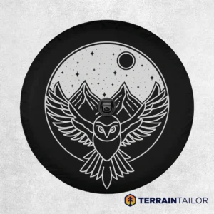Minimal Owl Mountain Nightscape - Spare Tire Cover
