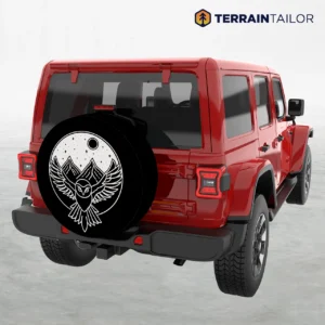 Minimal Owl Mountain Nightscape - Spare Tire Cover