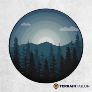 Modern Mountain Nightscape - Spare Tire Cover