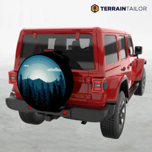 Modern Mountain Nightscape - Spare Tire Cover