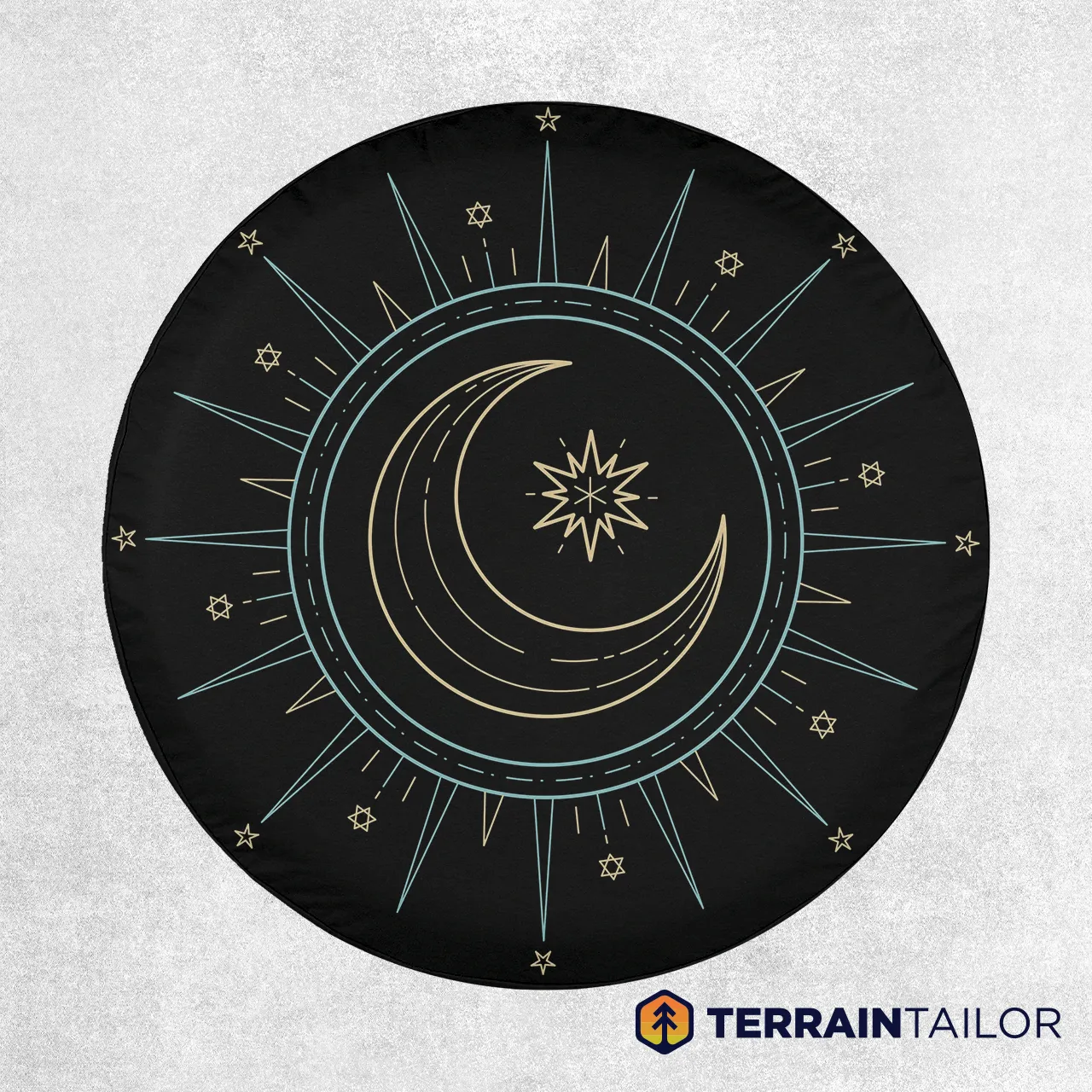 Moon & Stars Monoline Tire Cover – Minimal Celestial Design