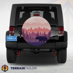 Mountain Bear Silhouette Spare Tire Cover