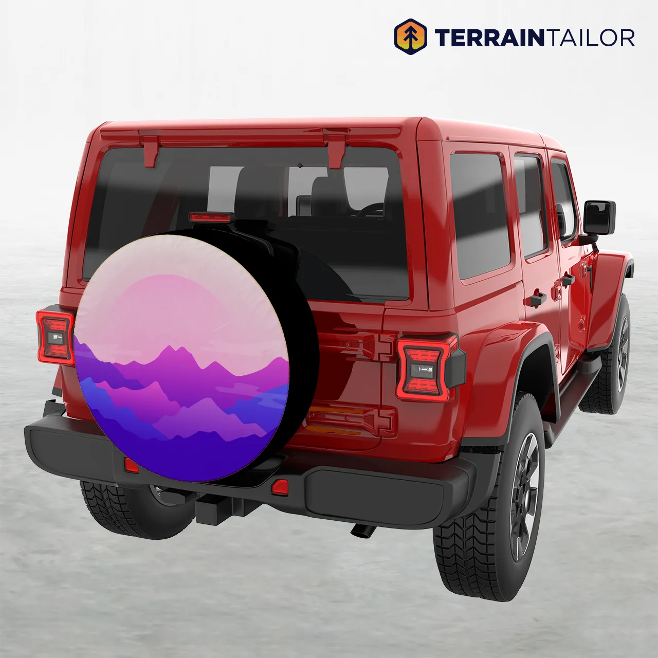 Violet Horizon Mountain Skyline Spare Tire Cover