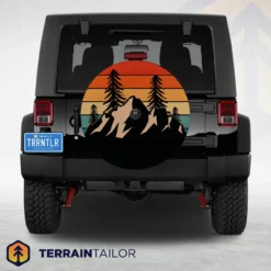 Modern Mountain Sunset Spare Tire Cover – Retro Outdoor Landscape Design