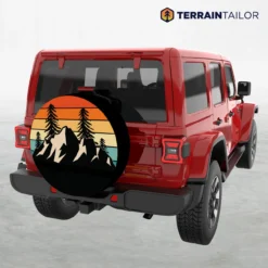 Modern Mountain Sunset Spare Tire Cover – Retro Outdoor Landscape Design