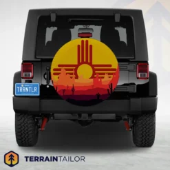 New Mexico Flag Desert Landscape Spare Tire Cover