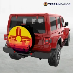 New Mexico Flag Desert Landscape Spare Tire Cover