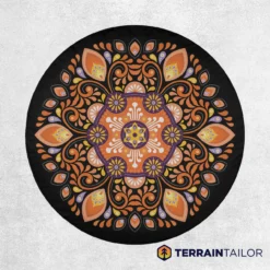 Orange Mandala Tire Cover – Boho Floral Pattern