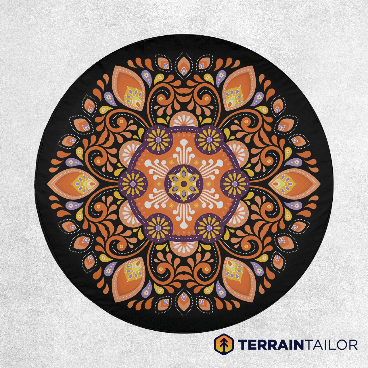 Orange Mandala Tire Cover – Boho Floral Pattern