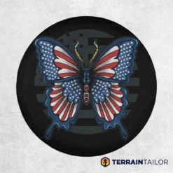 Patriotic Butterfly Spare Tire Cover – American Flag Wings Design