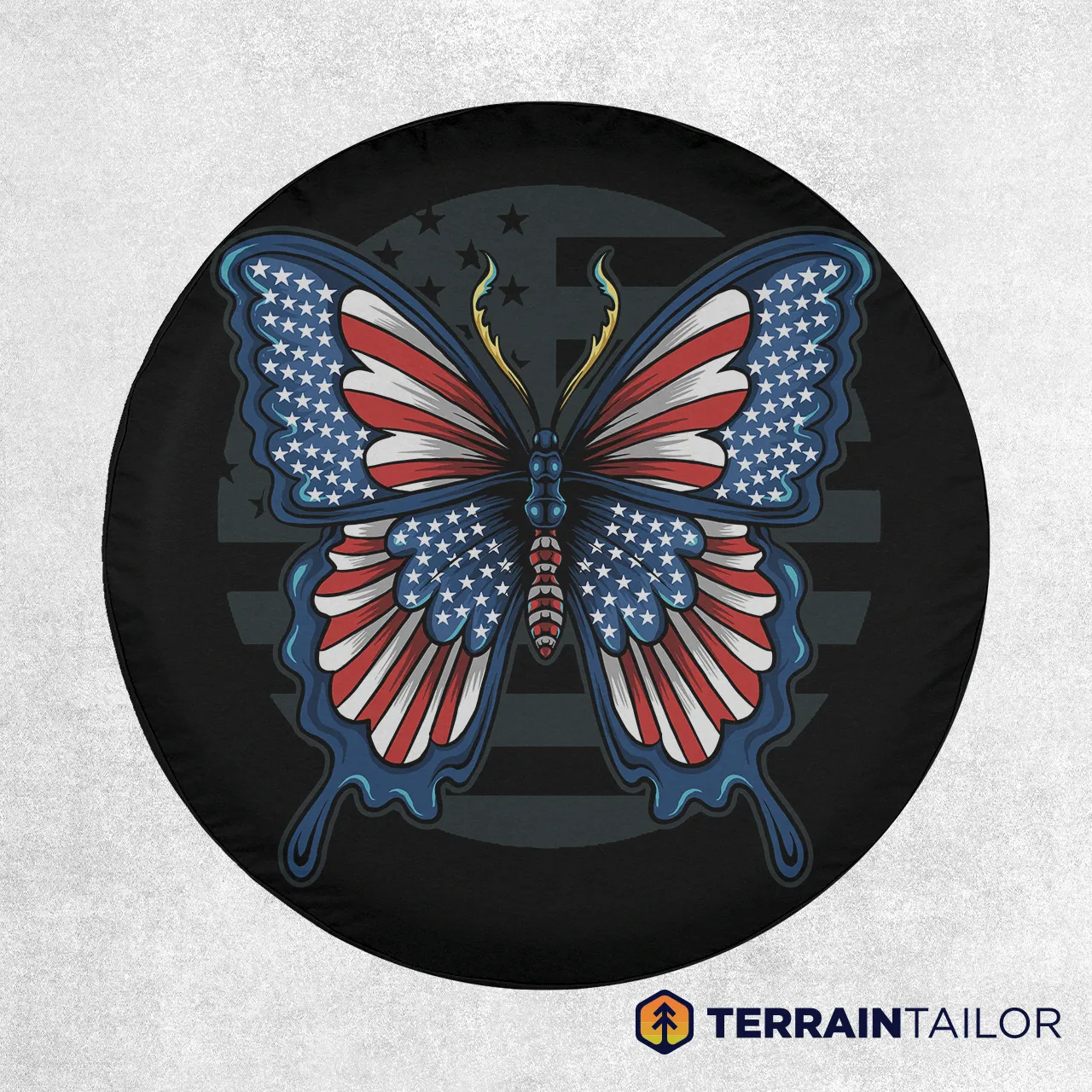 Patriotic Butterfly Spare Tire Cover – American Flag Wings Design