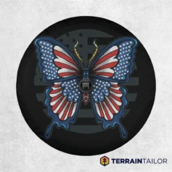 Patriotic Butterfly Spare Tire Cover – American Flag Wings Design