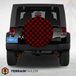 Red & Black Plaid Spare Tire Cover