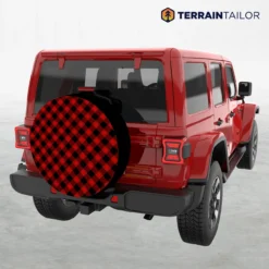 Red & Black Plaid Spare Tire Cover