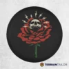 Skull Rose Tire Cover – Bold Red Rose with Radiant Skull Art