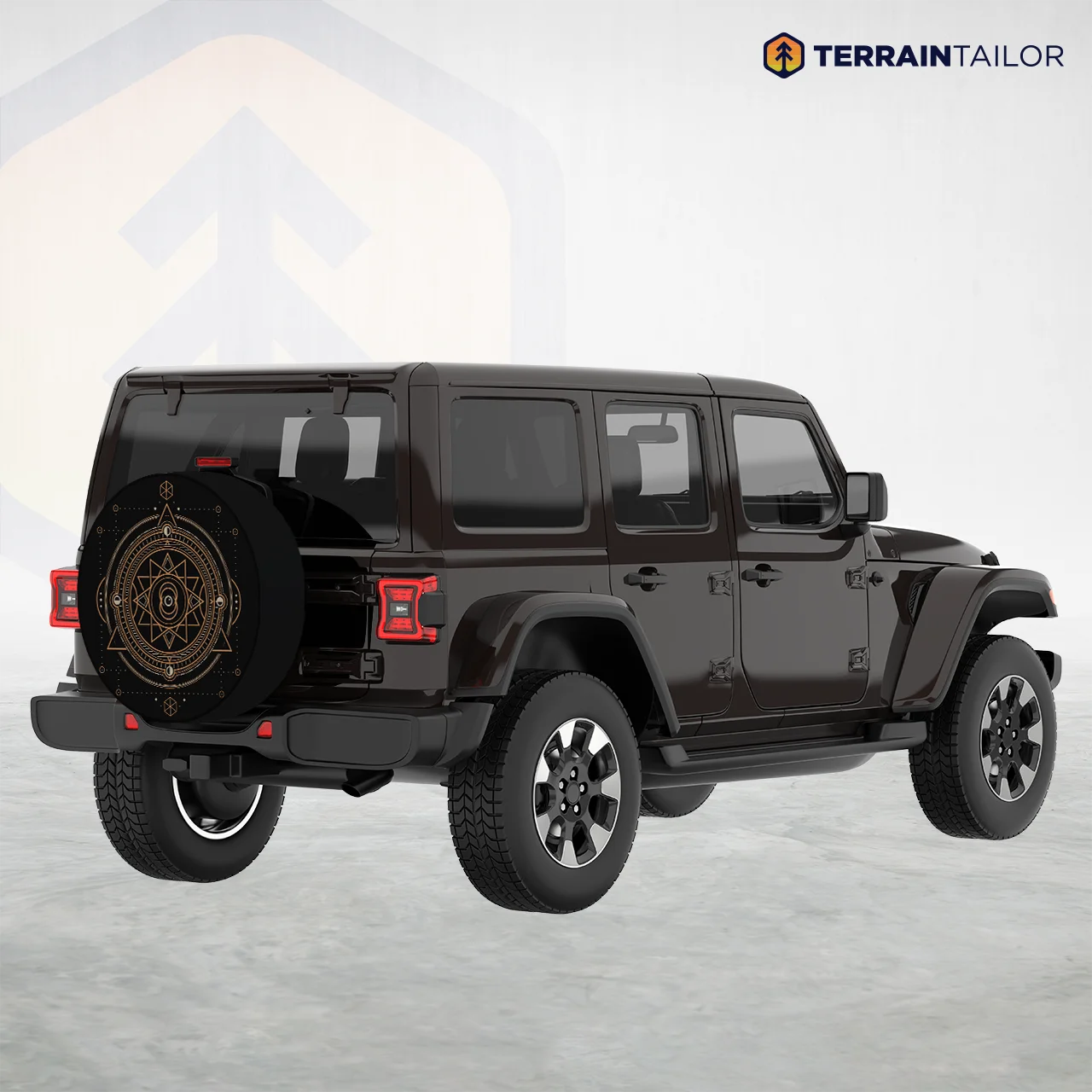 Sacred Geometry Celestial Tire Cover – Modern Line Art Design