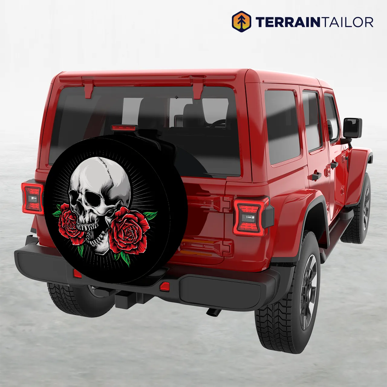 Skull and Roses Tire Cover