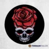Skull with Red Rose Spare Tire Cover