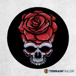 Skull with Red Rose Spare Tire Cover