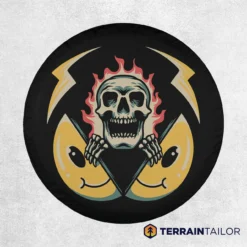Smiley Face & Skull Fusion Tire Cover