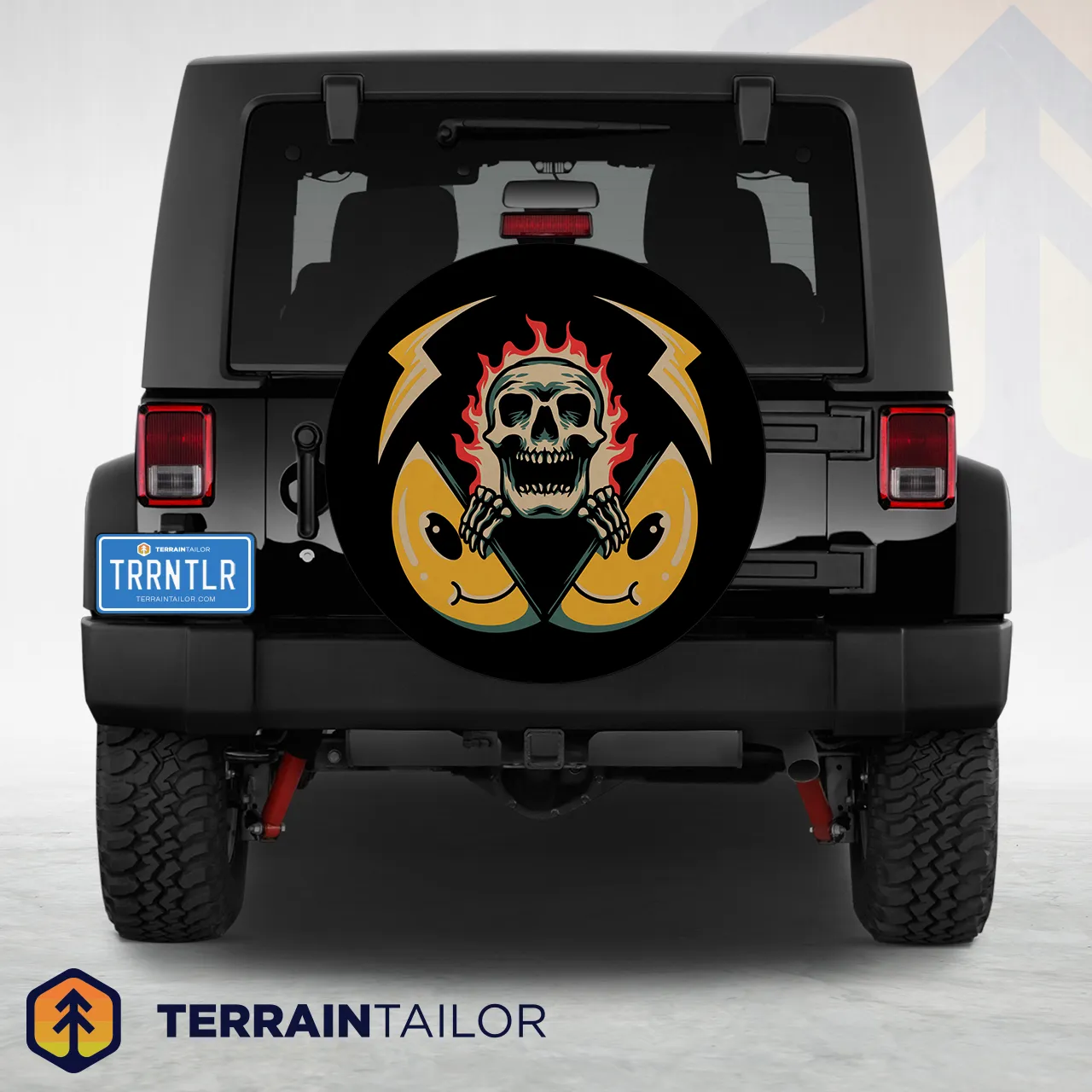 Smiley Face & Skull Fusion Tire Cover