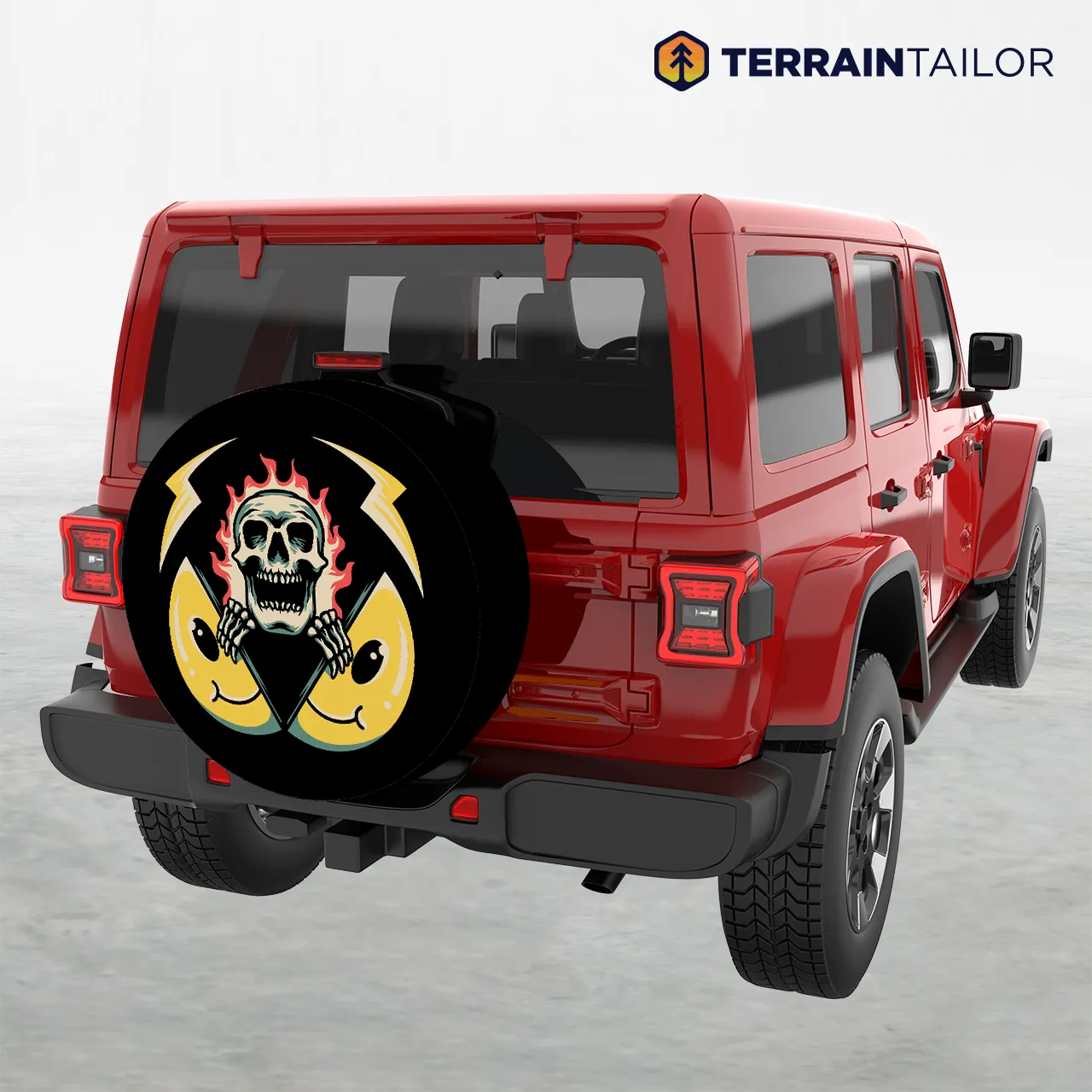 Smiley Face & Skull Fusion Tire Cover