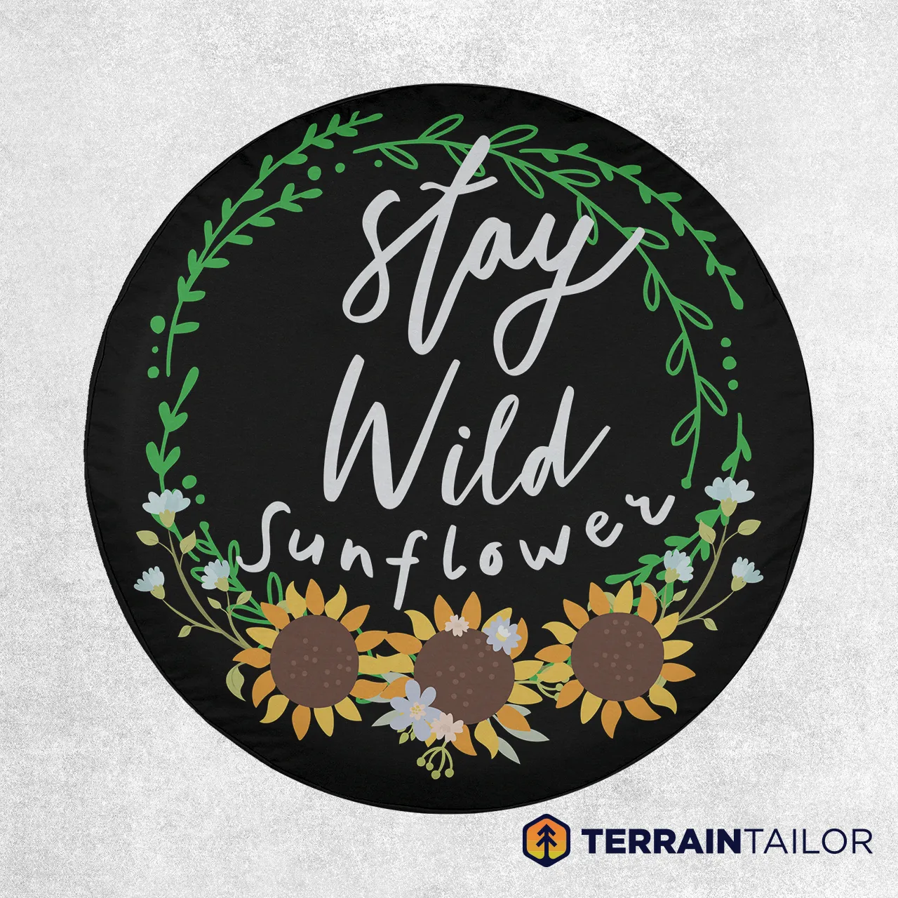 Stay Wild Sunflower Spare Tire Cover – Floral Boho Design